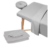 XQZMD 3 Piece Microfiber Massage Table Sheet Set, Flat Massage Table Cover, Includes Massage Table Covers, Fitted Sheets, Face Cradle Covers, for Beauty Salon Spa (Light gray)