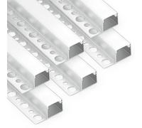 XQZMD 6 Pack Plaster-in LED Profile, 3.3ft/1M Aluminium LED Profile with Milky Diffuser for 12mm LED Strip, Trimless Recessed Single-Sided LED Strip Diffuser for Ceiling and Wall