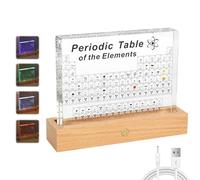 XQZMD Large Acrylic Periodic Table Display With 83 Real Elements Inside for Students, Teachers, Children - Clear Display for Craft Decoration 21x14x2.7cm(A)