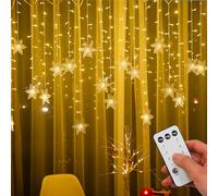 XQZMD LED Curtain String Lights, 4M 8 Modes USB Powered Remote Control Snowflake Light String, Waterproof Decorative Party Light for Birthday, Marriage Proposal