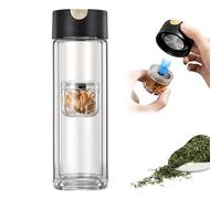 XQZMD Tea Tumbler with Magnetic Infuser, 11oz 320ml Double Layer Thermal Insulated Glass Tea Separation Travel Bottle, Anti Leakage Portable Tea Bottle for Flower (Black)
