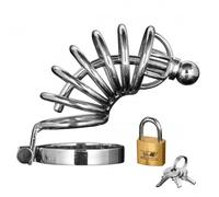 XR Master Series Bondage Asylum 6 Ring Locking Restrictive Male Chastity Cage
