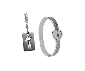 XR Brands Cuffed Locking Bracelet and Key Necklace