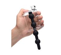 XR Brands Rose Bud Cylinder w/Beaded Silicone Insert - Black