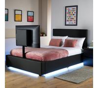 XR Living Ava Double Faux Leather TV LED Bed Frame - Black