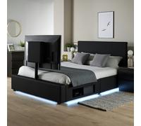 XR Living Ava Kingsize Faux Leather TV LED Bed Frame -Black