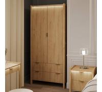 XR Living Dakota Wardrobe With app controlled RGB Lights - Wild Oak, Brown