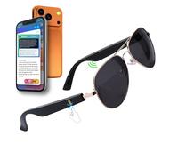 XR Loud Smart Bluetooth Sunglasses for Men Women, New Android 5.3 Siri Touch and Voice Assistant with Speakers, 120H SB, Aviator (Black Dominator)