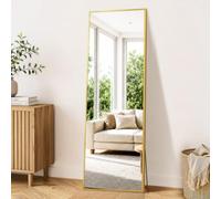 XRAMFY Full Length Mirror 150x40 cm,Full Body Mirror Free Standing, Hanging or Leaning, Floor Mirror Tempered Glass for Bedroom, Living Room, Cloakroom Rectangle Minimalist Modern Gold