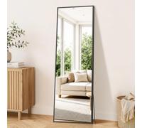 XRAMFY Full Length Mirror 150x40 cm,Full Body Mirror Free Standing, Hanging or Leaning, Floor Mirror Tempered Glass for Bedroom, Living Room, Cloakroom Rectangle Minimalist Modern Black