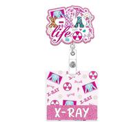 Xray Badge Reels and Buddy,Pink Radiology Badge Holder Retractable with Swivel Clip,Glitter Xray Tech Nursing Name Tag Card,Nurses Gifts for Radiologic Technologist Radiology Tech Student Essentials