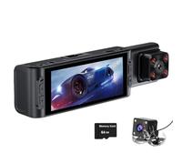 XRC TECH 3 Channel Dash Cam,Front Inside Rear Three Way Car DVR,1080P,WDR,Built in WiFi,Hidden Infrared LED Light,IR Night Vision,24-hour parking monitoring(64G Card Included)