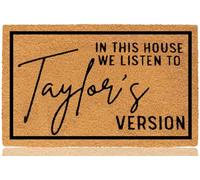 XRCISE Funny Welcome Doormat for Front Door,in This House We Listen to Taylers Version Doormat 30'' x 17'' Front Door Coir Mat with Anti-Slip Backing Indoor & Outdoor Use, Birthday Gift for Her