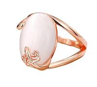 XRCXBLSC 14k Gold Rainbow Moonstone Lizard Ring Designer Ring Reptile Animal Moonstone Women's Retro Ring Creative Hetian Jade Lizard Moonstone Ring Crescent Punk Ring Q