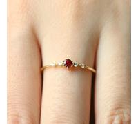 XRCXBLSC 18K Gold Ruby Ring Gold Plated Silver Red Ruby Ring Cute Dainty Women's Gold Plated Ruby Drill Rings Delicate Rings Gemstone Rings Wedding Jewelry Promise Engagement Love Ring(L1/2)
