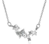 XRCXBLSC 925 Sterling Silver Butterfly Necklace Pendant for Women, Eternity Stackable Romantic Engagement Statement Jewelry, Halo Cut Diamond Animal Promise Female Necklace for Dating