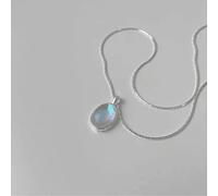 XRCXBLSC Aquamarine Moonstone Necklace for Women Niche Design High-Grade Sense Gradient Color Pendant Light Luxury Fashion Snake Bone Chain New Trend Tiny Birthstone Luxury Jewelry Gift Style 2