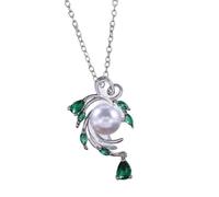 XRCXBLSC Creative AAA Freshwater Cultured Pearl Necklace for Women, 925 Sterling Silver Crystal Pearl Birthstone Pendant Necklace, Healing Crystal Heart Shape Statement Pearl Jewelry Gift