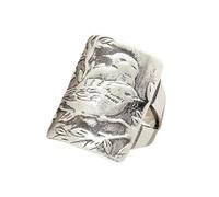 XRCXBLSC Vintage 925 Sterling Silver Cute Bird Ring for Women, Retro Bamboo Animal Rings, Handmade Carved Dainty Tiny Bird Ring, Retro Daisy Bird Promise Statement Ring Gift for Girls T 1/2