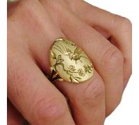 XRCXBLSC Vintage Gold Engraved Bird Ring - 18K Gold Plated Statement Chunky Ring - Unisex Adult