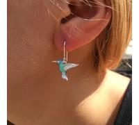 XRCXBLSC Vintage Gold Hummingbird Earrings Elegant Hummingbird Dangle Drop Earrings for Women Girls 925 Sterling Silver Hummingbird Earrings Jewelry Engraved Gold Hummingbird Gifts for Women(Silver)