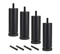 Xrdbfd 4pcs Cabinet Legs With M8 Bolts, 20cm/8in Furniture Feet, Cylindrical Replacement Legs, Non-slip and Silent Sofa Feet, for Coffee Tables, Beds, Armchairs, Load-bearing 100kg,Black-20cm/8in