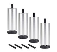 Xrdbfd 4pcs Cabinet Legs With M8 Bolts, 20cm/8in Furniture Feet, Cylindrical Replacement Legs, Non-slip and Silent Sofa Feet, for Coffee Tables, Beds, Armchairs, Load-bearing 100kg,Silver-20cm/8in