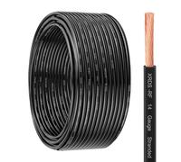XRDS -RF 14 AWG 50FT THHN Stranded Wire - Nylon Insulated Pure Copper Electrical Cable for DIY Projects - Black - 600V Rated