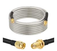 XRDS -RF Low Loss RG58 Coaxial Cable 10FT, SMA Male to SMA Female Bulkhead Extension Cable, Solid Copper 50 Ohm RF Wire for WiFi Antenna Router, 4G LTE Gateway