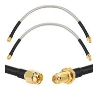 XRDS -RF Low Loss RG58 Coaxial Cable 1FT 2PCS, SMA Male to SMA Female Bulkhead Extension Cable, Solid Copper 50 Ohm RF Wire for WiFi Antenna Router, 4G LTE Gateway