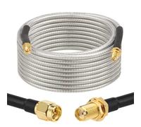 XRDS -RF Low Loss RG58 Coaxial Cable 20FT, SMA Male to SMA Female Bulkhead Extension Cable, Solid Copper 50 Ohm RF Wire for WiFi Antenna Router, 4G LTE Gateway
