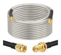XRDS -RF Low Loss RG58 Coaxial Cable 25FT, SMA Male to SMA Female Bulkhead Extension Cable, Solid Copper 50 Ohm RF Wire for WiFi Antenna Router, 4G LTE Gateway