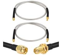 XRDS -RF Low Loss RG58 Coaxial Cable 2FT 2PCS, SMA Male to SMA Female Bulkhead Extension Cable, Solid Copper 50 Ohm RF Wire for WiFi Antenna Router, 4G LTE Gateway