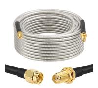 XRDS -RF Low Loss RG58 Coaxial Cable 35FT, SMA Male to SMA Female Bulkhead Extension Cable, Solid Copper 50 Ohm RF Wire for WiFi Antenna Router, 4G LTE Gateway