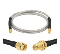 XRDS -RF Low Loss RG58 Coaxial Cable 3FT, SMA Male to SMA Female Bulkhead Extension Cable, Solid Copper 50 Ohm RF Wire for WiFi Antenna Router, 4G LTE Gateway