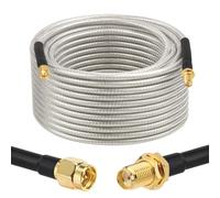 XRDS -RF Low Loss RG58 Coaxial Cable 50FT, SMA Male to SMA Female Bulkhead Extension Cable, Solid Copper 50 Ohm RF Wire for WiFi Antenna Router, 4G LTE Gateway