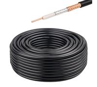 XRDS -RF RG8X Coaxial Cable 50 Ohm - Solid Copper Core, PVC Jacket, Low Loss, High-Quality Signal Transmission, Ideal for Antenna, CB Radio, and Ham Radio Applications100FT