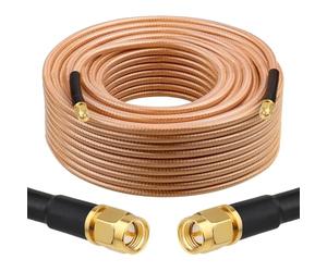 XRDS -RF RG8X SMA Extension Cable, Low Loss SMA Male to SMA Male Coaxial Cable, High-Density Braided Copper 50 Ohm Coax for WiFi Antenna, 4G 5G LTE Gateway, Router, Ham Radio 100FT