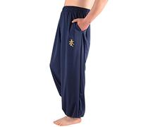 XRDSHY High-Elasticity Tai Chi Pants Martial Arts Kong Fu Wing Chun Training Pants Womens Wear-resistant Bloomers Men Qi Gong Wu Shu Shaolin Training Pants with Pockets,Blue-M
