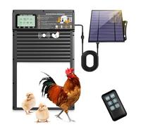 XRDZYXGS Automatic Chicken Coop Door, Weatherproof Automatic Coop Door with Radar Sensor & Timer & Light Sensor, Aluminum Alloy Chicken Door Solar 6000mAh Battery or USB Powered for Poultry (Black）