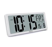 XREXS 14" Digital Wall Clock | Extra Large LCD Display | Time, Date, Temperature Display | Easy to Read Across Room | Modern Home, Office Decor (Batteries Included)