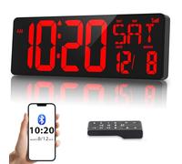 XREXS 17 Inch Large Digital Wall Clock, Bluetooth Sync Time, Auto-Dimming, Date/Week/Temperature/Timer/Alarm, Plug-in Large Digital Clock for Home, Gym, Office and Classroom