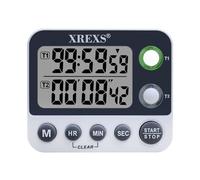 XREXS Dual Kitchen Timer, Digital Timer, Timers for Cooking, Loud Alarm, Memory Time, Timer for Kitchen/Meeting/Class (Battery Included)