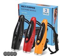 XREXS Electronic Whistle, 3 Pack Electric Whistle with Lanyard, 3-Tone Handheld Sports Whistle for Referee Coaches P.E. Teacher Training Outdoor Camping Dog Training