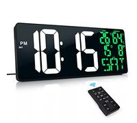 XREXS Extra Large Digital Wall Clock with Remote Control, 18 Inch LED Large Display Count Up/Down Timer, Auto-Dimming Alarm Clock with Day/Date/Temp/Humidity/DST for Home, Gym, Office and Classroom