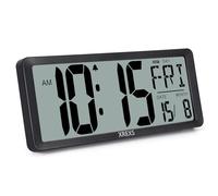 XREXS Large Digital Wall Clock | 14 Inch Large LCD Display Wall Digital Clock | Time, Date, Temperature Display | for Bedroom Home Decor (Batteries Included)