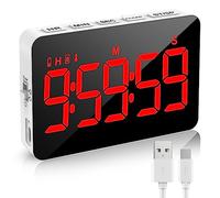 XREXS Timer, Rechargeable Kitchen Timer, Large LED Display Kitchen Timers for Cooking, Adjustable Brightness & Volume, Count Up/Down, Digital Timer for Cooking Baking Meeting Classroom (Red)