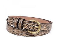 XRHYJK Women's Dress Belts Vintage Punk Python Leather Belt Women Snake Skin Waist Belts Wide Female Gold Buckle Jeans Dress Belt For Ladies Girls