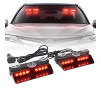 XRIDONSEN 2 in 1 Red Emergency Dash Lights Warning Safety Flashing Interior Windshield Strobe Lights w/Suction Cups for Volunteer Firefighter Vehicles Trucks (2×7.16 inch, 16 LED)