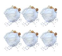XRKJ Wrist Corsage Bracelet for Bridesmaid Bridal Wedding Flower Corsage Ribbon Prom Corsage Pack of 6 ivory, Satin